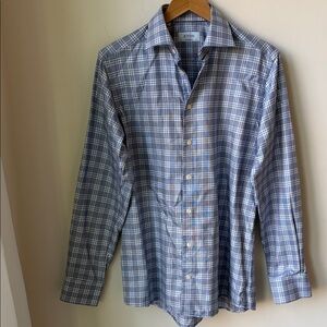 Eton Blue and White Plaid Men's Shirt